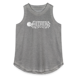 KEDRON | White Logo | Women's Relaxed Tank Top - granite heather