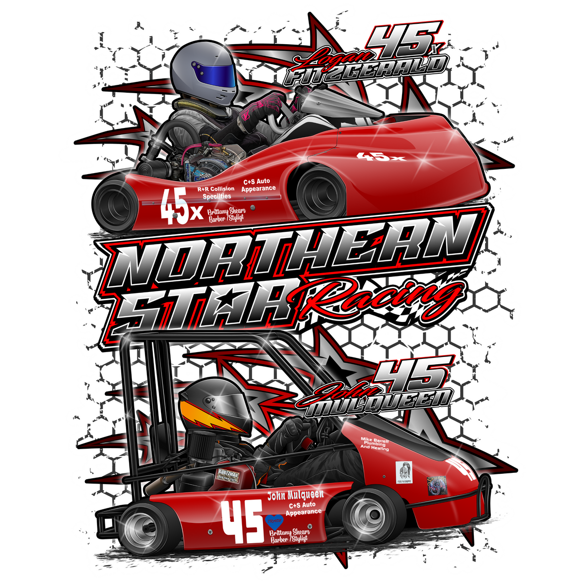 Northern Star Racing 2023 KissCut Vinyl Decal 2 Five Star Racewear