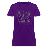 All's Fair in Love & Racing | FSR Merch | Women's V-Neck T-Shirt - purple