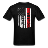 Dirt Track Racing American Flag | Adult T-Shirt (Back Design) - black