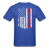 Dirt Track Racing American Flag | Adult T-Shirt (Back Design) - royal blue