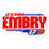 Embry Racing | 2026 | Kiss-Cut Vinyl Decal - white matte