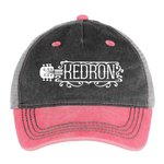 KEDRON | White Logo | Pigment Dyed Trucker Hat - washed pink / silver 