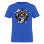 Full Throttle Skull | Stars Stripes & Speed | Adult T-Shirt - royal blue