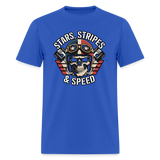 Full Throttle Skull | Stars Stripes & Speed | Adult T-Shirt - royal blue