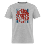 Stars Stripes & Speed Block Logo | Adult T-Shirt - heather gray