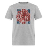 Stars Stripes & Speed Block Logo | Adult T-Shirt - heather gray