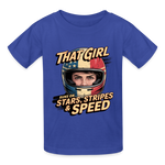 That Girl Runs On Stars Stripes & Speed | Youth T-Shirt - royal blue