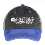 KEDRON | White Logo | Pigment Dyed Trucker Hat - washed blue / silver