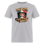 That Girl Runs On Stars Stripes & Speed | Adult T-Shirt - gravel 