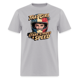 That Girl Runs On Stars Stripes & Speed | Adult T-Shirt - gravel 