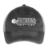 KEDRON | White Logo | Pigment Dyed Trucker Hat - washed black / silver