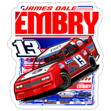 James Dale | Embry Racing | 2026 | Kiss-Cut Vinyl Decal 2 - white matte
