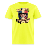 That Girl Runs On Stars Stripes & Speed | Adult T-Shirt - safety green
