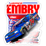 James Embry | Embry Racing | 2026 | Kiss-Cut Vinyl Decal 2 - white glossy