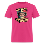 That Girl Runs On Stars Stripes & Speed | Adult T-Shirt - fuchsia