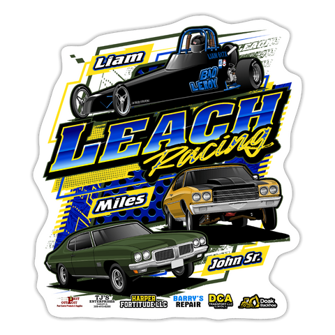 Liam Leach | Leach Racing | 2025 | Kiss-Cut Vinyl Decal 2 - white matte