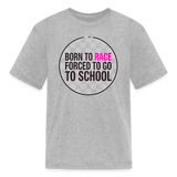 Born to Race Circle | Pink | Youth T-Shirt - heather gray