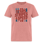 Stars Stripes & Speed Block Logo | Adult T-Shirt - heather mauve