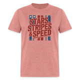 Stars Stripes & Speed Block Logo | Adult T-Shirt - heather mauve