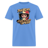 That Girl Runs On Stars Stripes & Speed | Adult T-Shirt - carolina blue