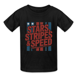 Stars Stripes & Speed Block Logo | Youth T-Shirt - black