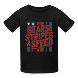 Stars Stripes & Speed Block Logo | Youth T-Shirt - black