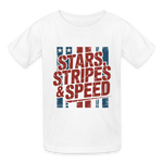 Stars Stripes & Speed Block Logo | Youth T-Shirt - white