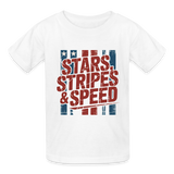 Stars Stripes & Speed Block Logo | Youth T-Shirt - white