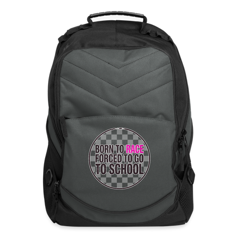 Born To Race Circle | Pink | Computer Backpack - charcoal
