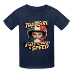 That Girl Runs On Stars Stripes & Speed | Youth T-Shirt - navy