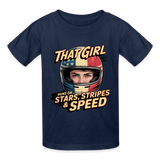 That Girl Runs On Stars Stripes & Speed | Youth T-Shirt - navy