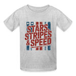 Stars Stripes & Speed Block Logo | Youth T-Shirt - heather gray