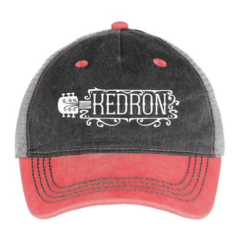 KEDRON | White Logo | Pigment Dyed Trucker Hat - washed red / silver