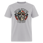 Full Throttle Skull | Stars Stripes & Speed | Adult T-Shirt - gravel 