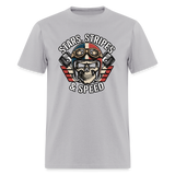 Full Throttle Skull | Stars Stripes & Speed | Adult T-Shirt - gravel 