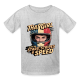 That Girl Runs On Stars Stripes & Speed | Youth T-Shirt - heather gray