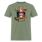 That Girl Runs On Stars Stripes & Speed | Adult T-Shirt - military green