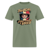 That Girl Runs On Stars Stripes & Speed | Adult T-Shirt - military green