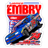 James Embry | Embry Racing | 2026 | Kiss-Cut Vinyl Decal 2 - white matte