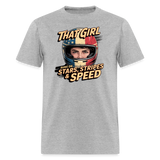 That Girl Runs On Stars Stripes & Speed | Adult T-Shirt - heather gray