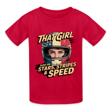 That Girl Runs On Stars Stripes & Speed | Youth T-Shirt - red