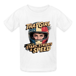 That Girl Runs On Stars Stripes & Speed | Youth T-Shirt - white