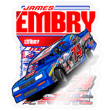 James Embry | Embry Racing | 2026 | Kiss-Cut Vinyl Decal 2 - transparent glossy