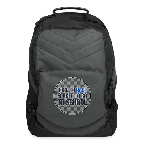 Born To Race Circle | Blue | Computer Backpack - charcoal