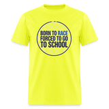 Born to Race Circle | Blue | Adult T-Shirt - safety green