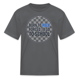 Born to Race Circle | Blue | Youth T-Shirt - charcoal