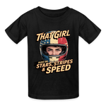 That Girl Runs On Stars Stripes & Speed | Youth T-Shirt - black