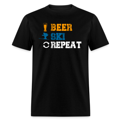 Beer Ski Repeat | Adult T-Shirt - black