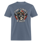 Full Throttle Skull | Stars Stripes & Speed | Adult T-Shirt - denim